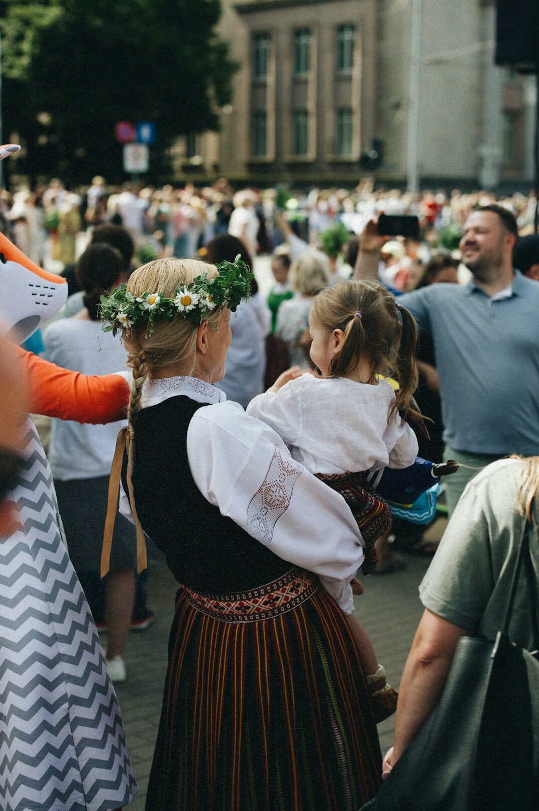 Crowd celebrating at a local Polish folk festival